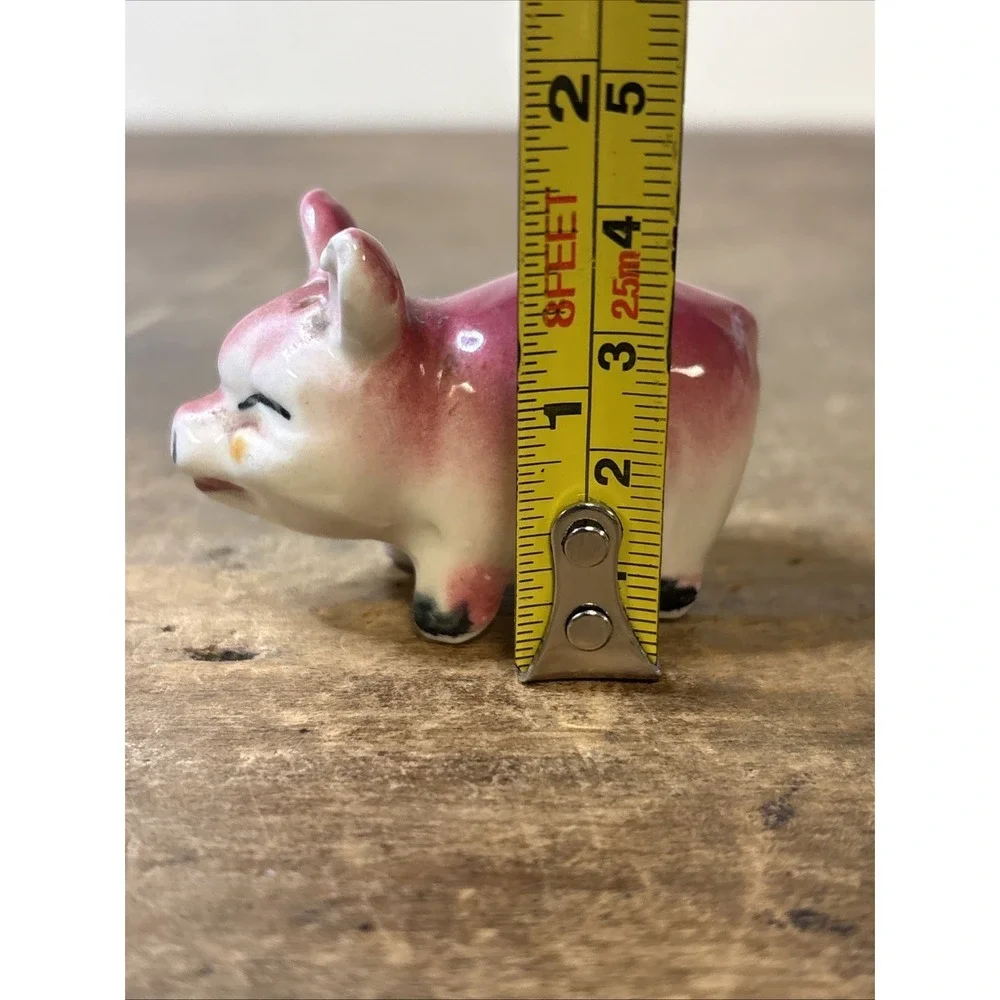 Vintage Japan Porcelain Pink Pig Figurine Farmhouse Collectible Shaker
